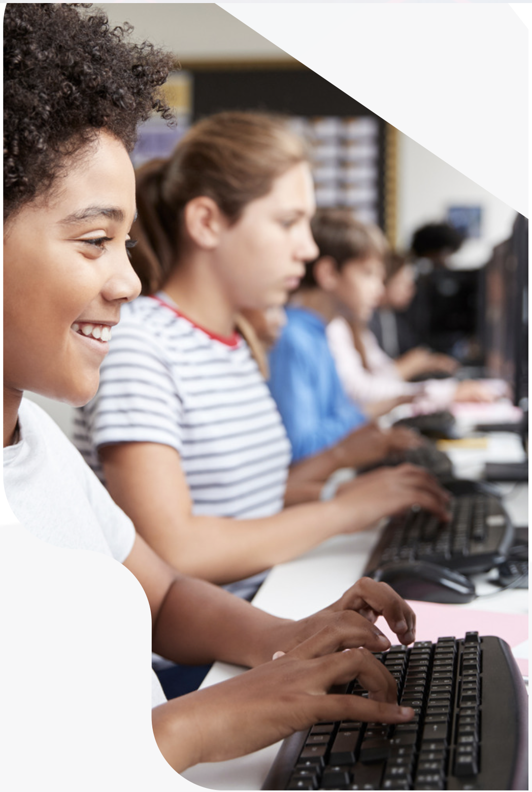 Children on computers in school